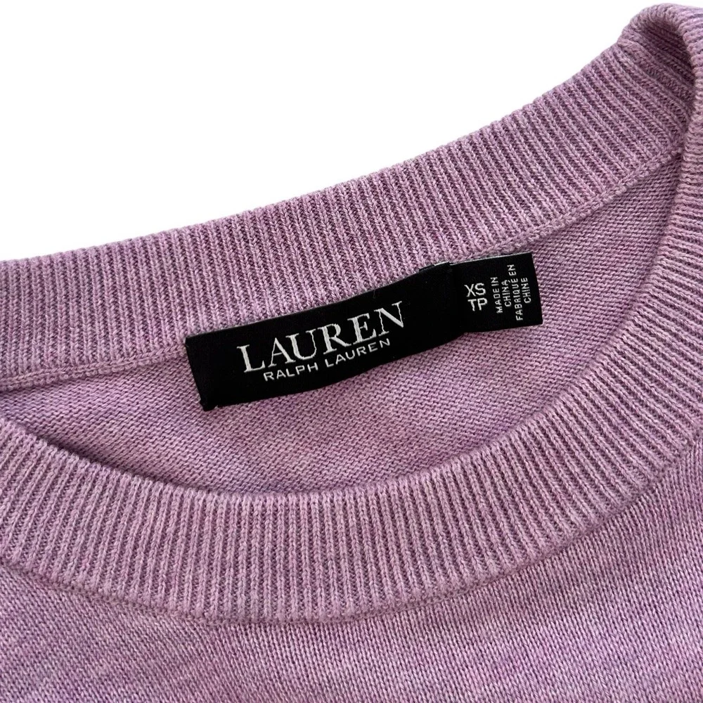 Lauren Ralph Lauren Women's XS Purple Puff Long Sleeve Belted Cotton Sweater Top - Picture 11 of 16